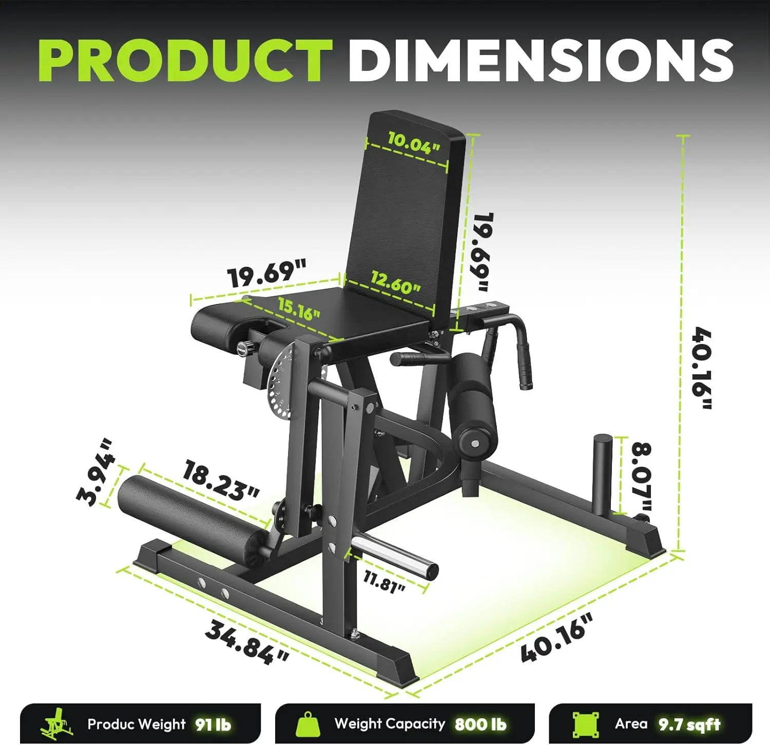 Adjustable 8-in-1 Plate-Loaded Lower Body Workout Machine, Leg Extension and Hamstring Curl Bench with 1000 LB Capacity, Home Gym Leg Equipment Compatible with 1” and 2” Weight Plates view 3