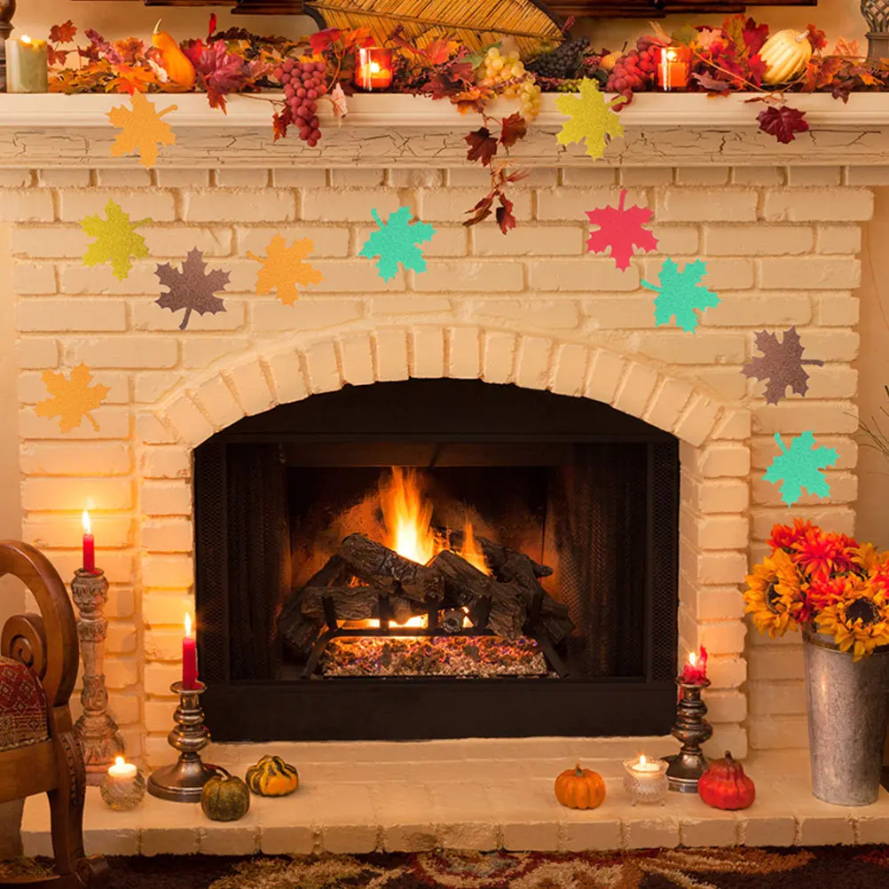 

30Pcs Maple Leaf Cutouts Paper Decorations Fall Mixed Colors Glitter Leaves for Party Classroom Bulletin Board Decors