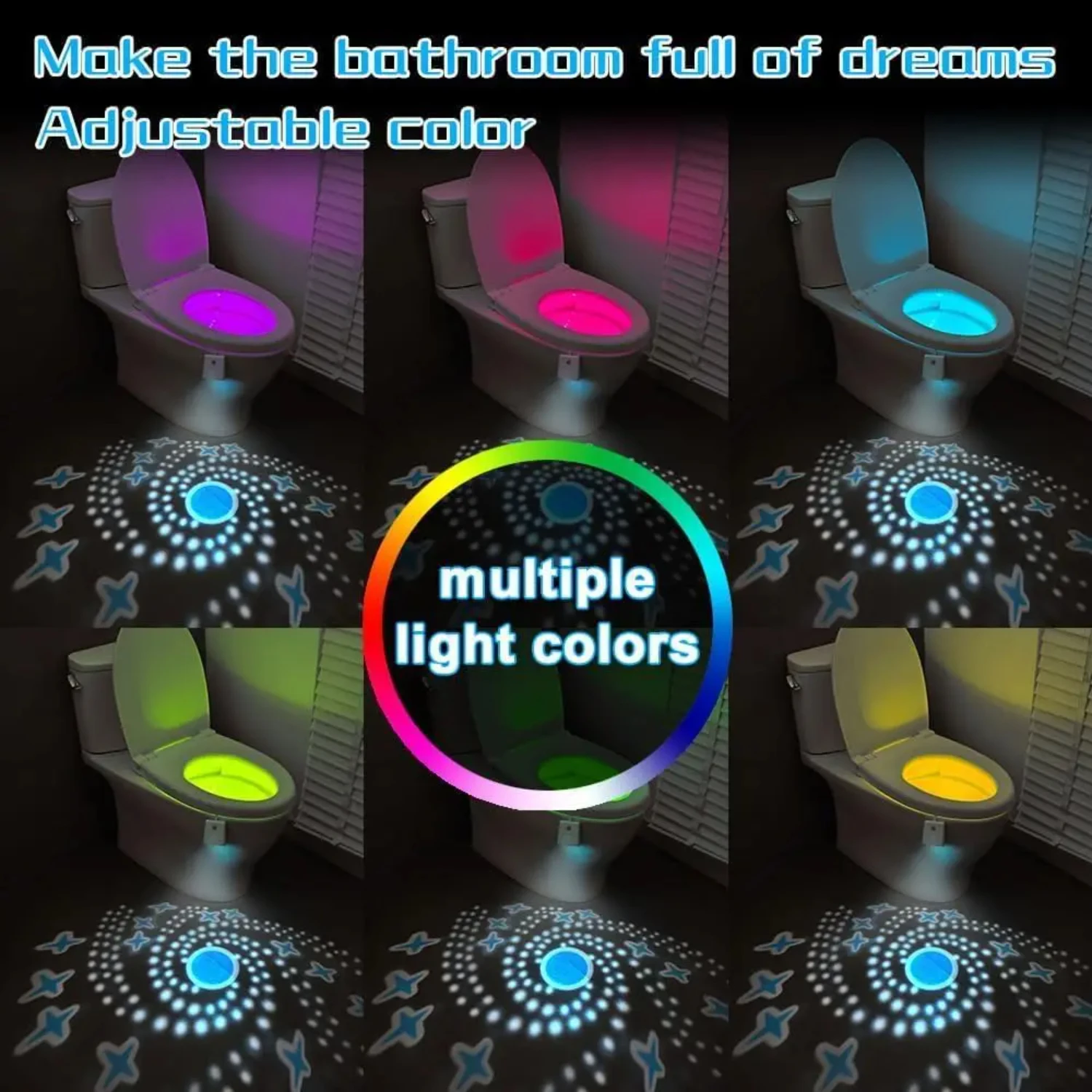 Nuevo estilo d con esta innovadora y lujosa luz nocturna para inodoro con sensor de movimiento. Ilumina tu baño con colores vibrantes