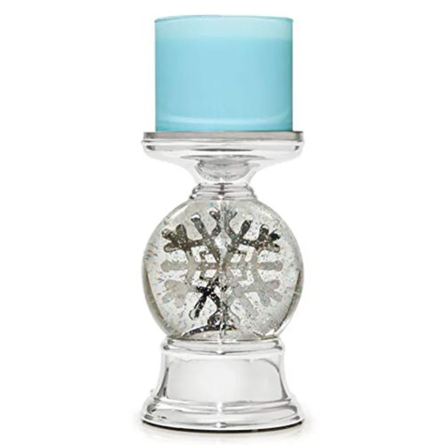 

3-Wick Candle Holder Compatible with White Barn Bath and Body Works 3-Wick Candles - Water Globe Musical Snowflake Pedestal Can
