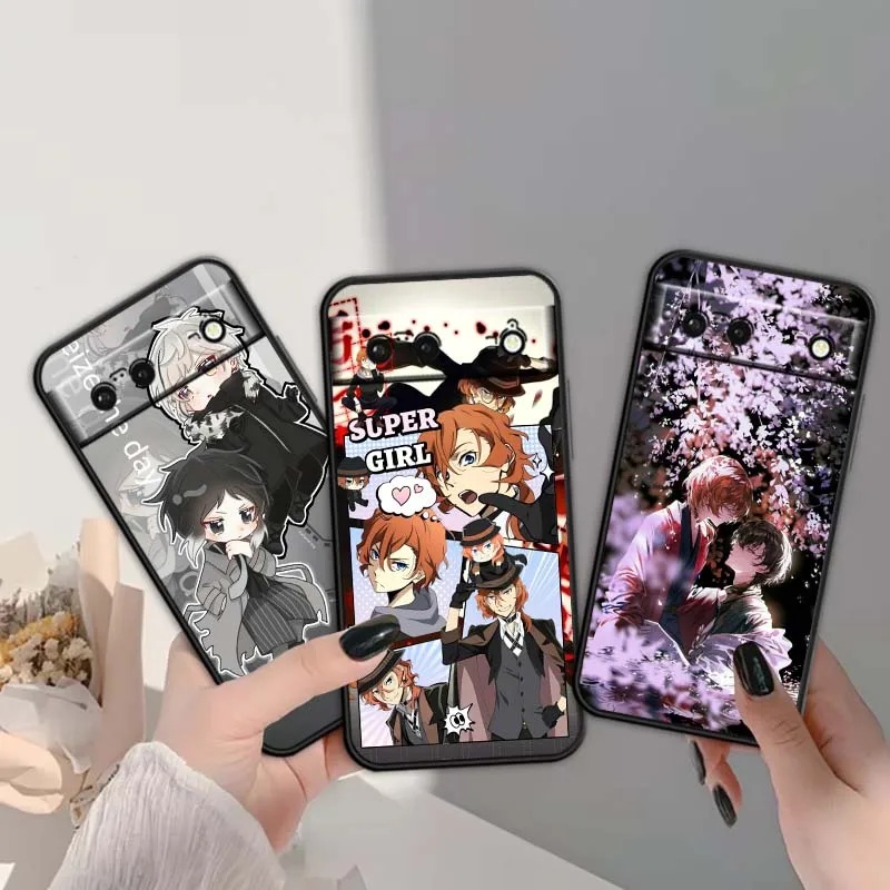 Крутые Bungo Stray Dogs аниме для Google Pixel 9a 9 8A 8 7 7A 6 6A Pro XL 2024 5G черный мягкий силиконовый чехол из ТПУ для телефона