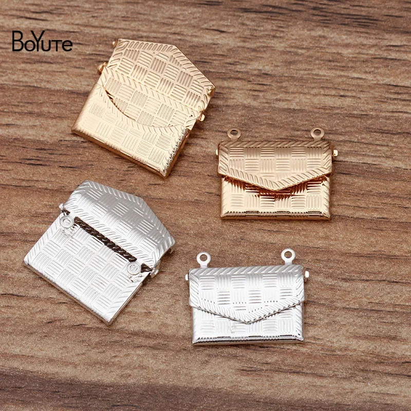 BoYuTe (10 Pieces/Lot) 15*20*4MM Envelope Shaped Photo Locket Pendant Vintage Floating Locket Charms for Jewelry Making