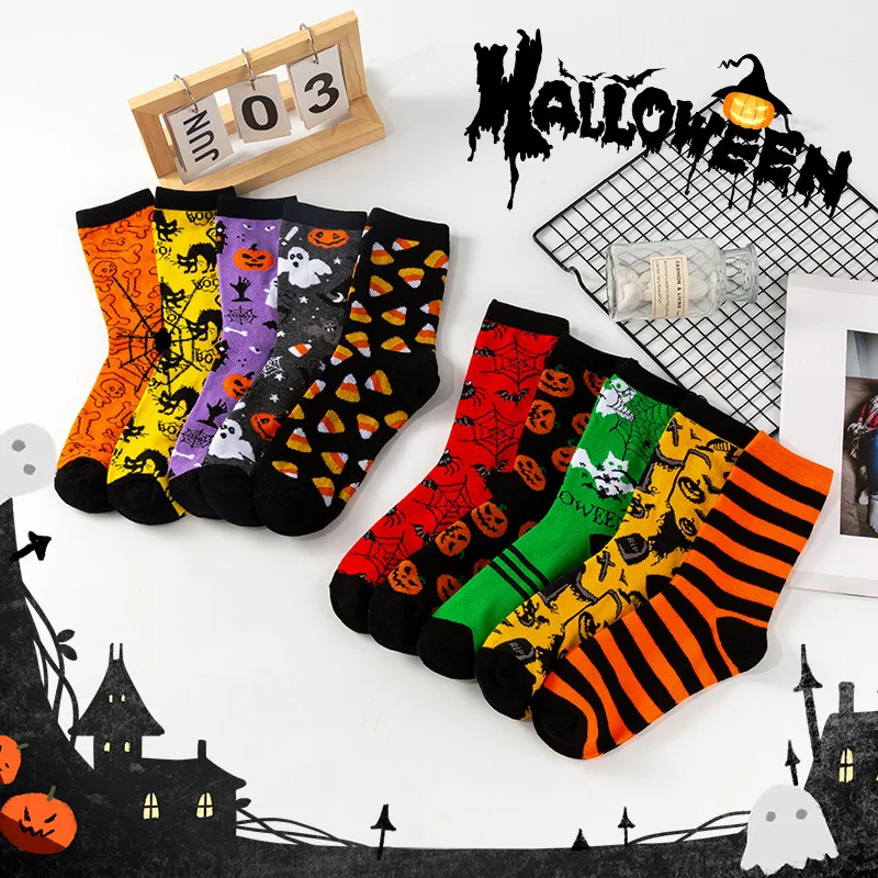 New Halloween Cotton Socks Men Women Fashion Comfortable Mid-tube Socks Skeleton Good-looking Stockings Suitable Daily Wear