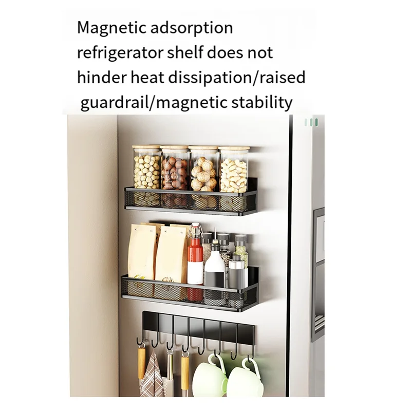 

2025 Trendmagnetic Spice Rack For Refrigerator, Magnetic Refrigerator Organizer, Strong Magnetic Fridge Shelf, Storage Rack Easy