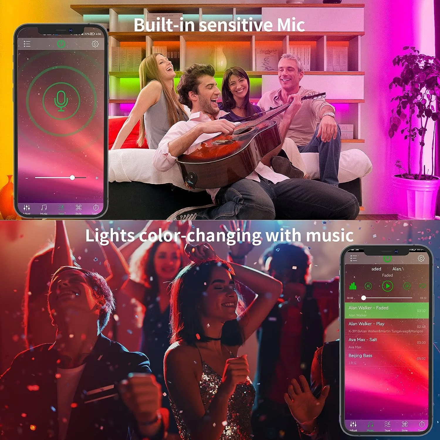 Paski świetlne LED kontroler aplikacji Bluetooth elastyczny RGB 5050 dekoracja lampa podświetlająca lampka nocna świecący sznurek do sypialni