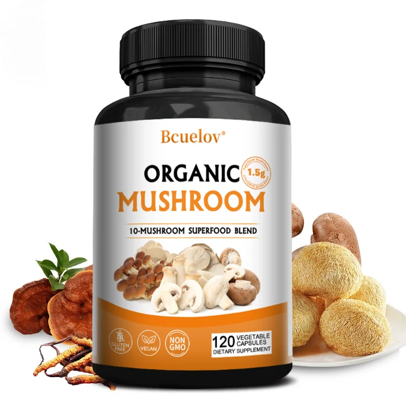 

Mushroom Complex Capsules, Lion’s Mane, Cordyceps, Support Brain Focus Cognitive Clarity, Physical Vitality & Immune Balance