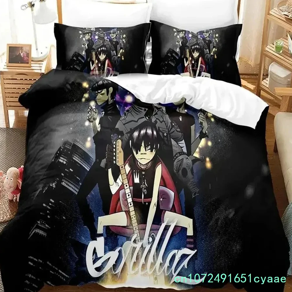 3D Print Music Gorillaz Bedding Set Duvet Cover Bed Set Quilt Cover Pillowcase Comforter King Queen Size Boys Adult Bedding Set