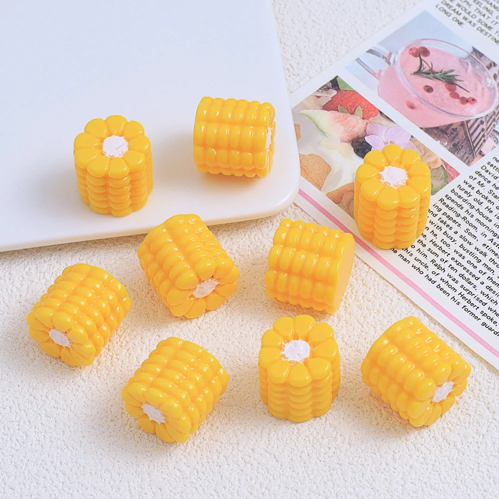 5PCS Shiny 19x21x21mm Corn Series Miniature Flat Back Resin Cabochons For Hairpin Scrapbooking DIY Home Decor Craft Accessories