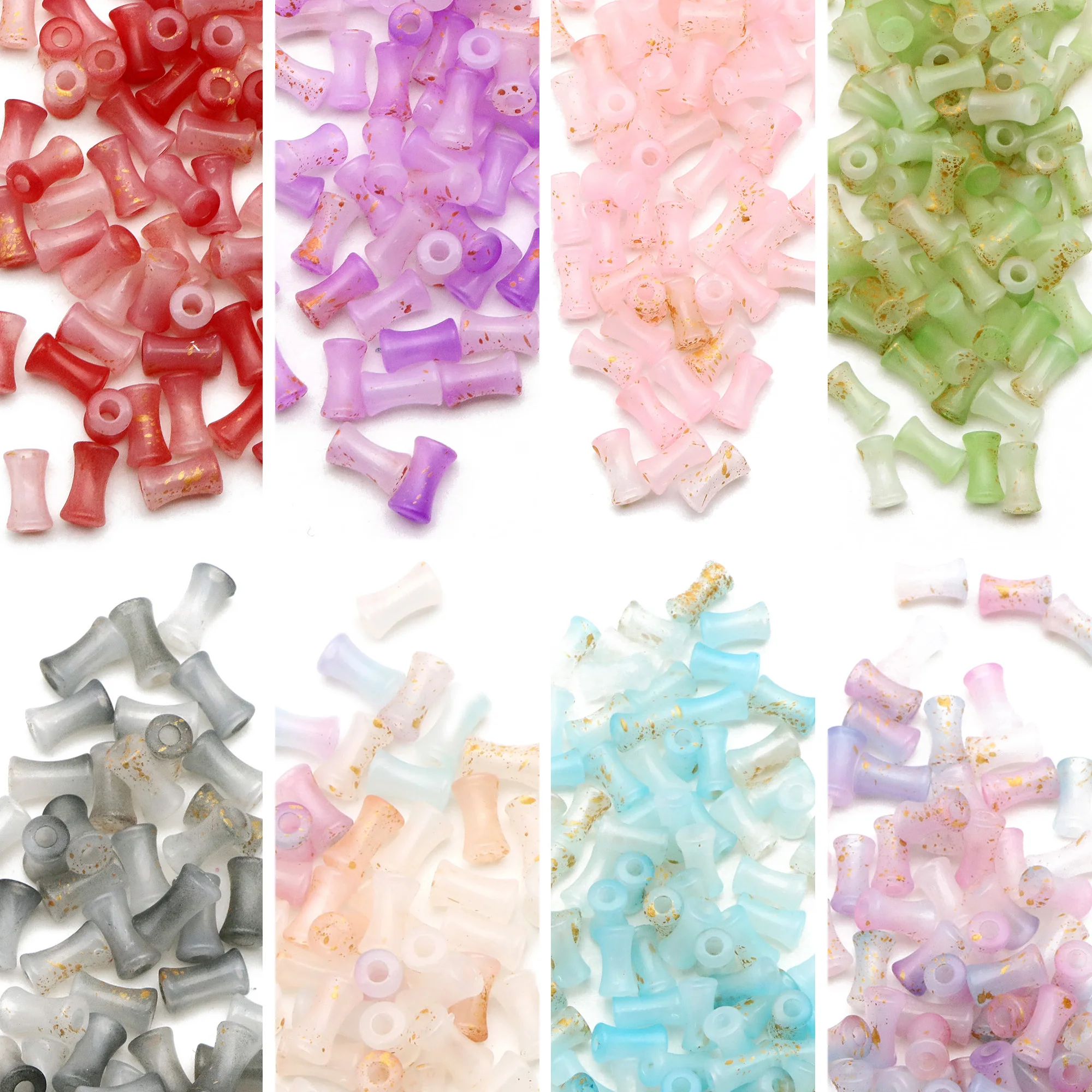 jelly gradient sprinkled with gold bamboo nodes acrylic beads