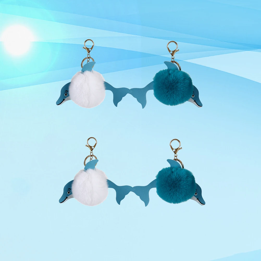 

4pcs Keychains Stylish Bag Pendant Jewelry Accessories Key Holder Dolphin Hairball Keychains Small Gift