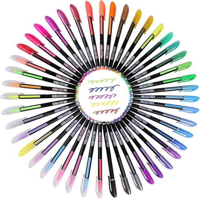 60Pcs Gel Pen Set - Glitter, Metallic, Neon & Pastel Water-Based Pens for Writing, Drawing & Journaling Art Supplies 5