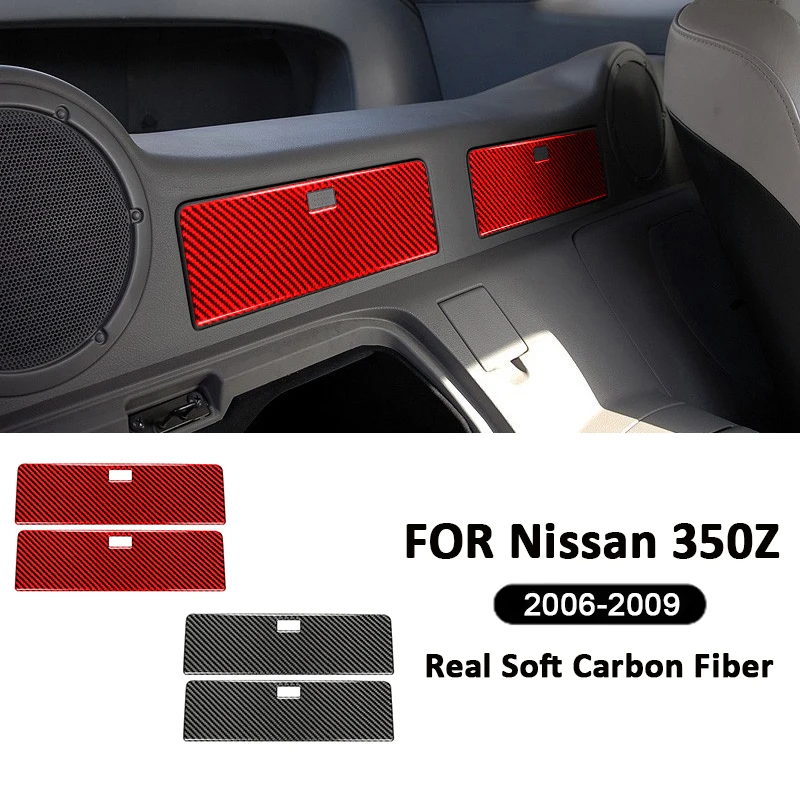 

2PCS Car Interior For Nissan 350Z 2006-2009 Soft Carbon Fiber Rear Storage Box Panel Trim Cover Decorative Sticker Accessories