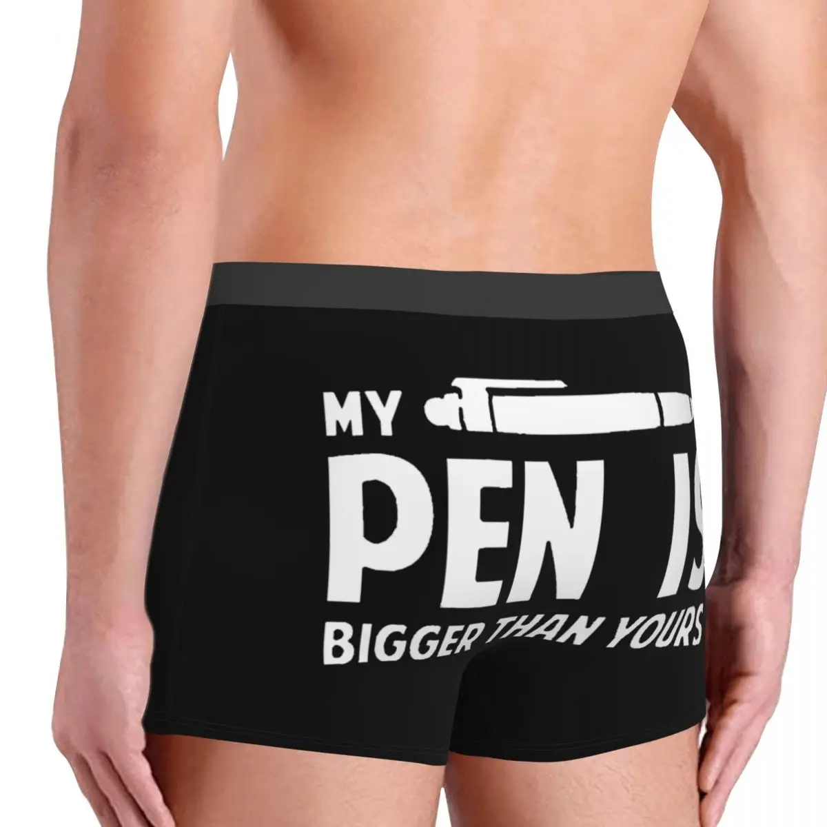 Sexy Boxer Shorts Panties Men My Pen Is Bigger Than Yours Underwear Mid Waist Underpants for Homme S-XXL