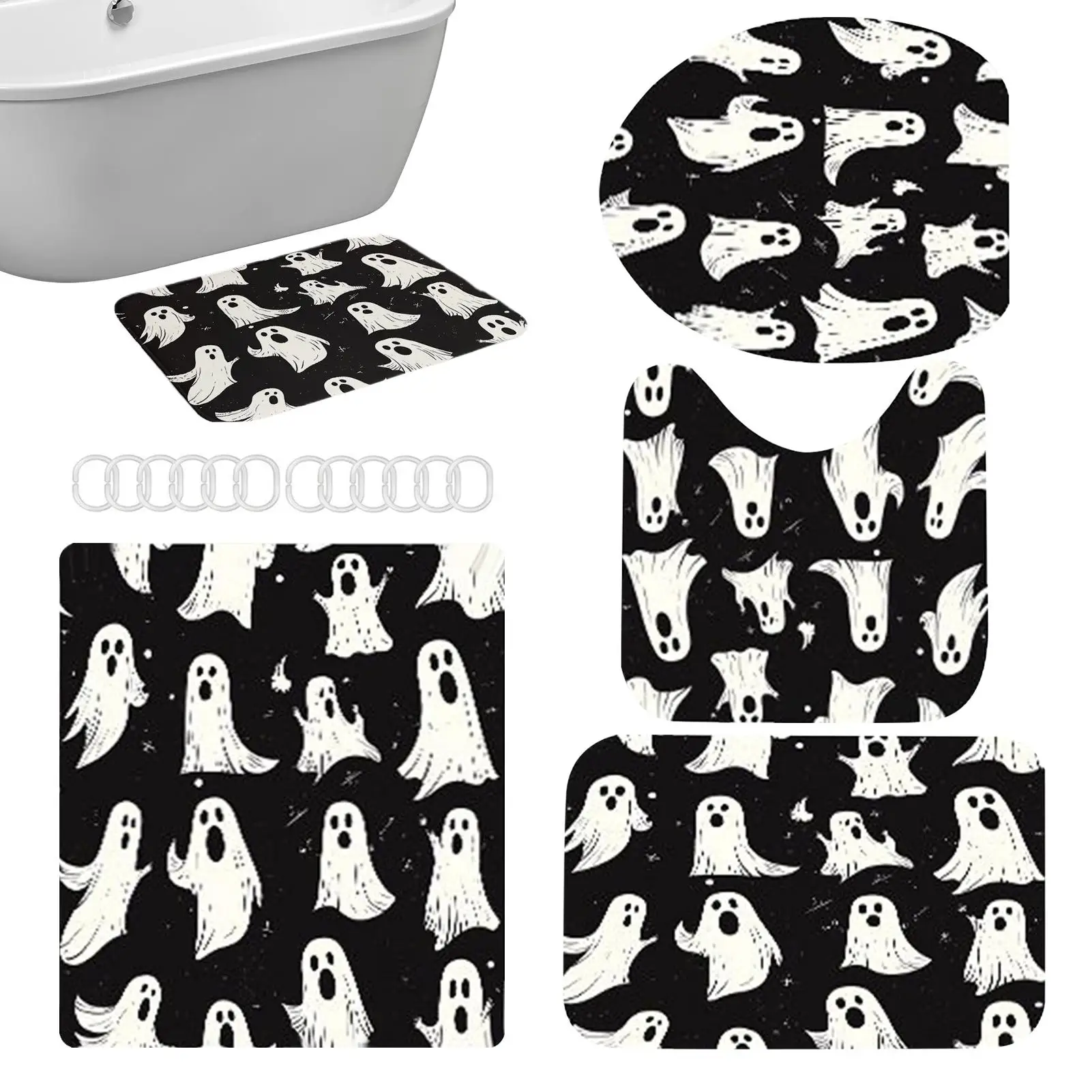 

Занавески для ванной комнаты на Хэллоуин, жуткие занавески с призраками для ванны, можно стирать в машине, страшные украшения на Хэллоуин для аренды деловых автофургонов