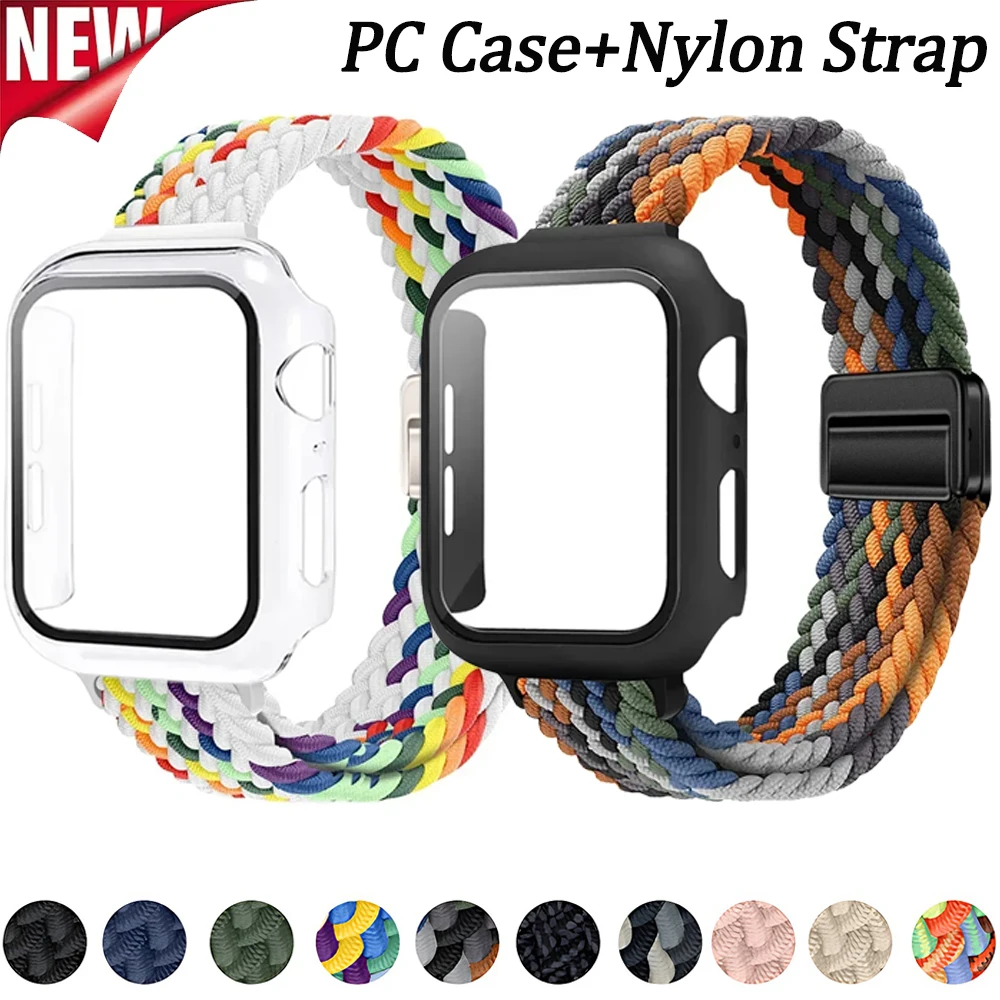 PC-Gehäuse + Nylonarmband für Apple Watch 11 10 46 mm 42 mm/Ultra 3 2 1 49 mm Armband iWatch 9 8 7 6 5 SE 45 mm 44 mm 40 41 mm Zubehör