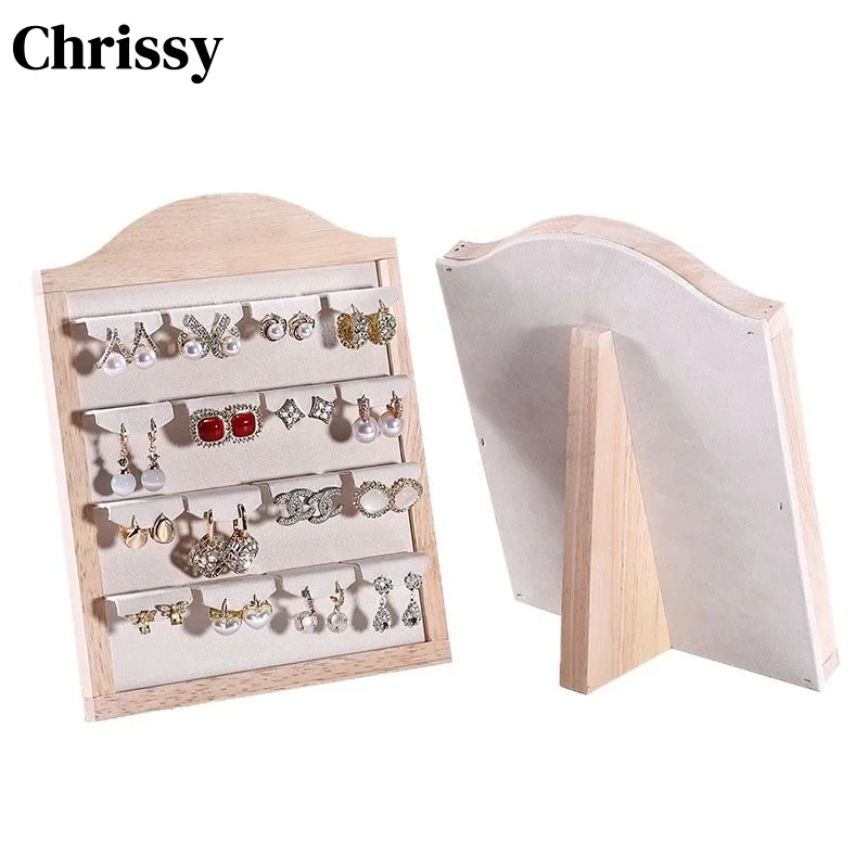 

Solid Wood Jewelry Organizer Stand, Large Capacity Earring Ring Display Rack for Boutique Store Window & Home Use