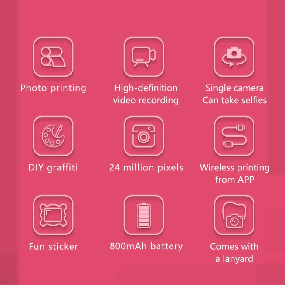 4 em 1 câmera digital bonito usb recarregável mini câmera de impressão instantânea 2.4in tela ips hd câmera de impressão de fotos para meninas meninos