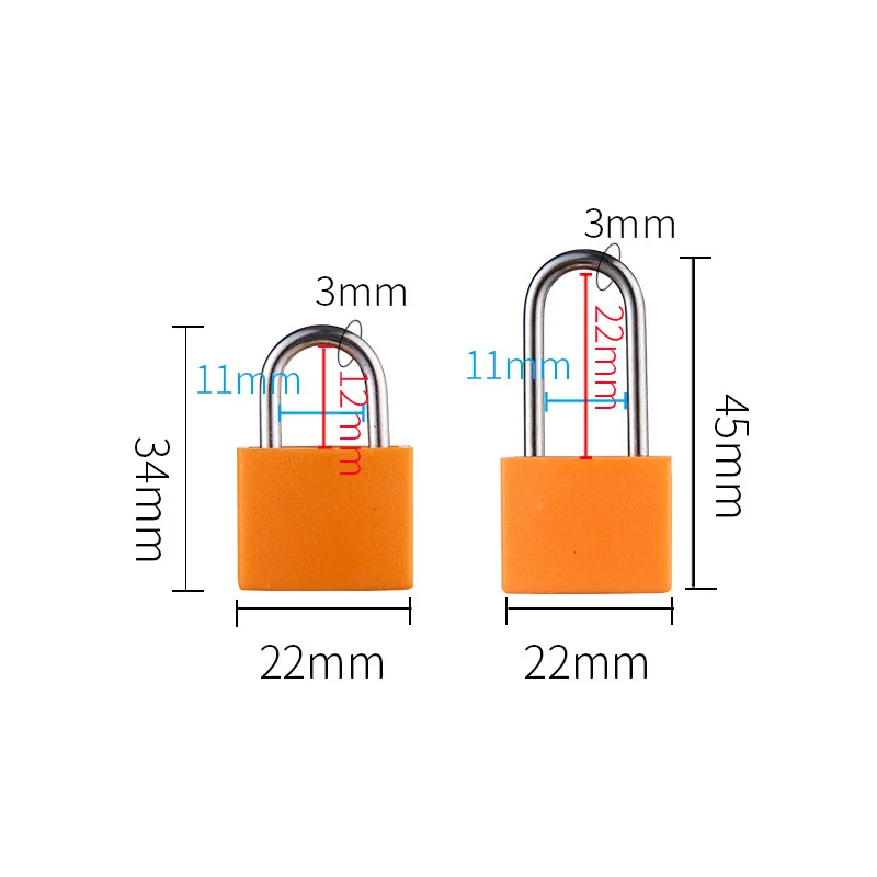Color Mini Copper Lock Long Beam Brass Color Shell Luggage Small Padlock Printable