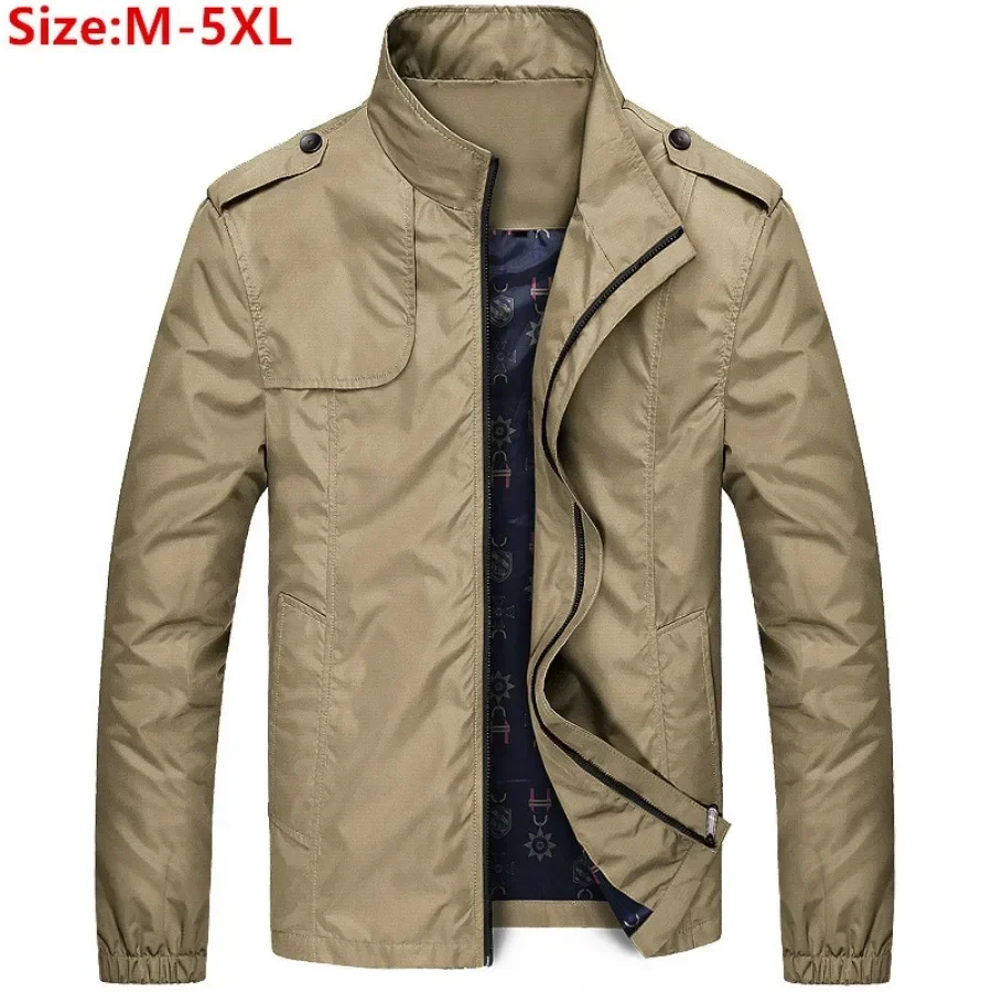 

2025 Men's Fashion Jackets Waterproof Windbreaker Casual Coats Men Solid Stand Collar Man Tops Zipper Front Outdoor Jacket Coats