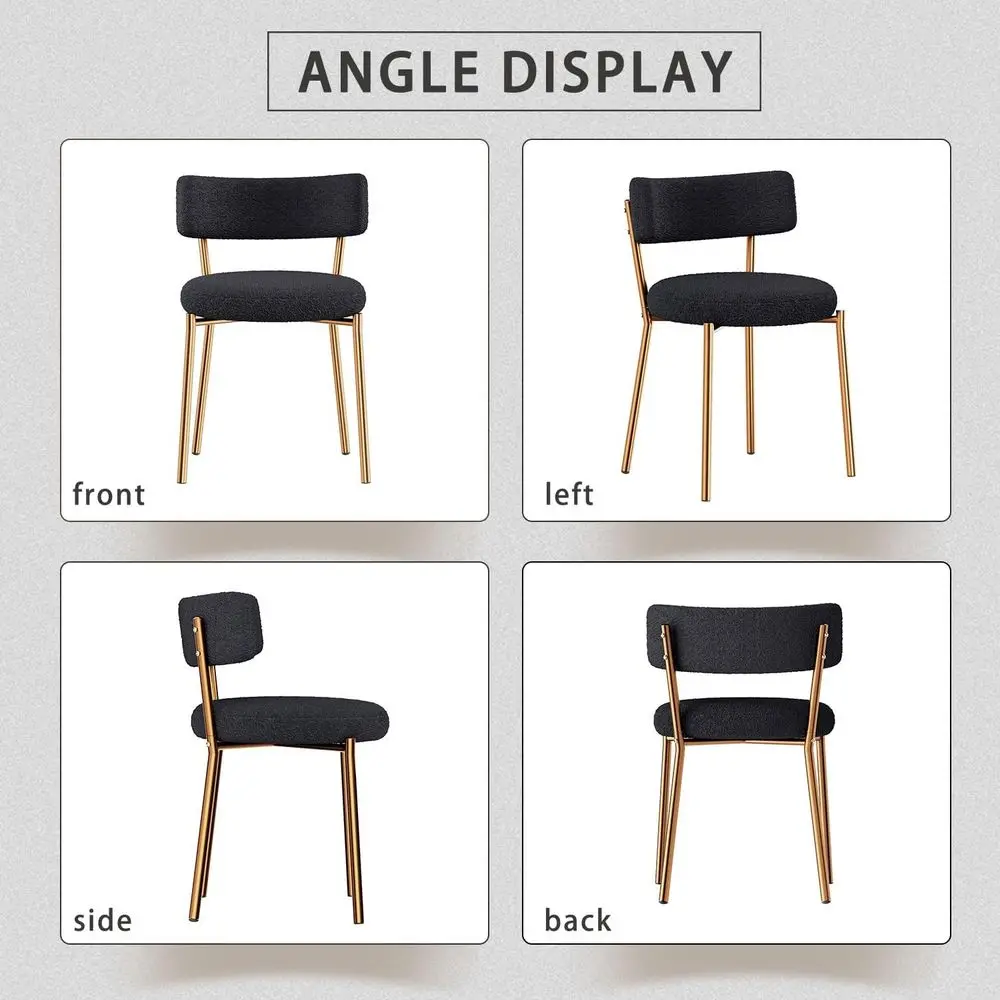 طقم كراسي طعام شيربا منجدة حديثة مكونة من 4 قطع من منتصف القرن مع ظهر منحني وأرجل معدنية #6