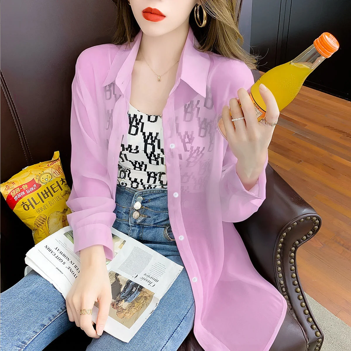 Women's Clothing Summer Blouse Jacket Long Sleeve Lightweight Shirt Design Stylish Tops Sun Protection Clothing Solid Buttons
