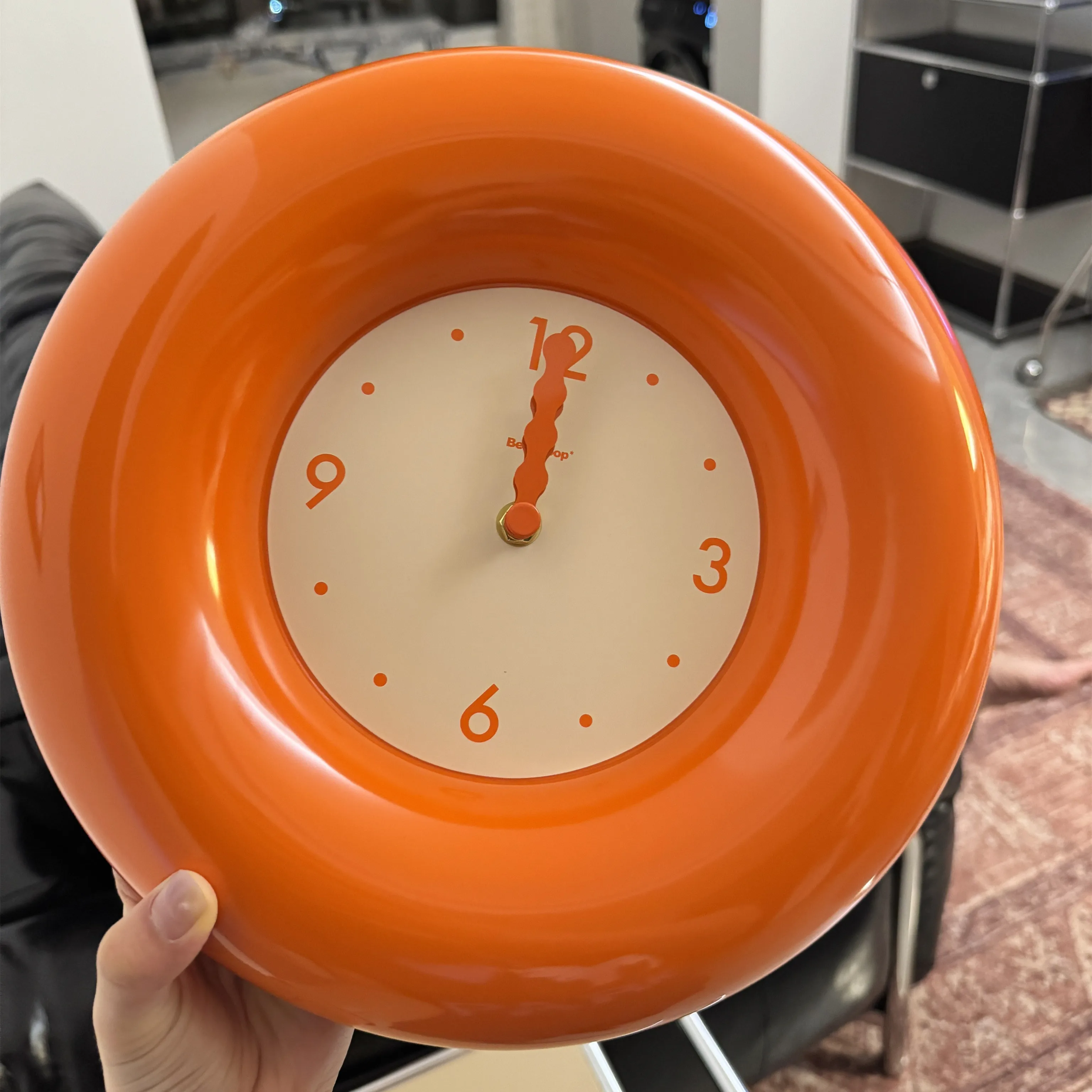 ساعات حائط صامتة على شكل فقاعات كريمية، ساعة حائط بتصميم عصري كبير برتقالي على الطراز الكوري الشمالي، ديكور غرفة المعيشة المنزلي هدايا فريدة من نوعها #3
