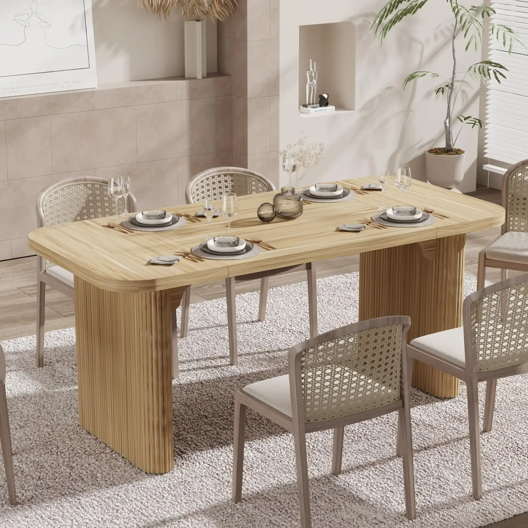 

A Tribesigns Dining Table for 4-6 Rectangular Wood Kitchen Table for Dining Room Simple Kitchen Dinner Table