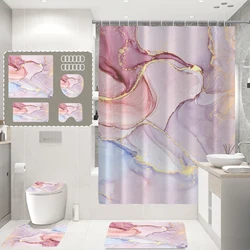 Colorful marble print shower curtain modern scandinavian minimalist polyester home décor bathroom curtain with hooks