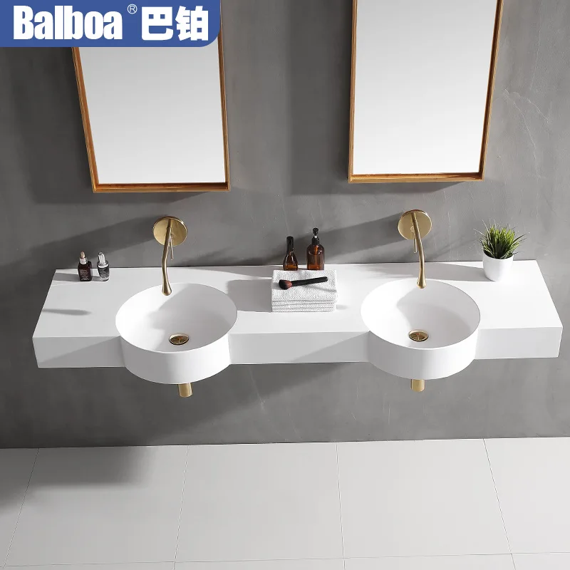 Luxury Wall mounted White artificial stone Fashionable washbasin Modern washbowl High Quality Bathroom sink lavabo Customizable