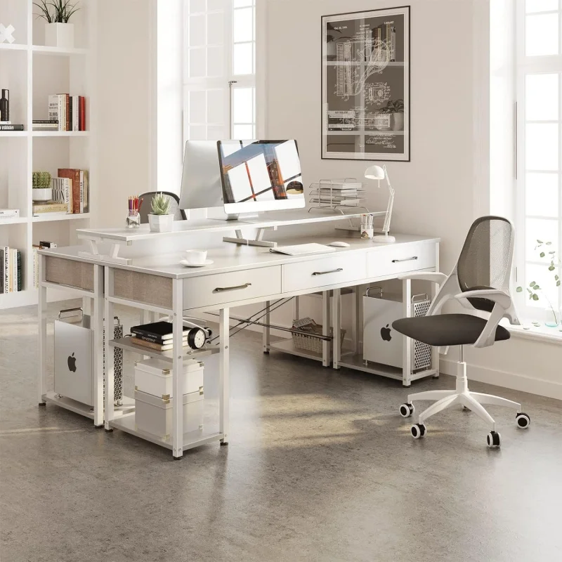 Odk Computer Schubladen und Lager regale, 63 Zoll Home Office Schreibtisch mit Monitorst änder, moderne Arbeits studie Schreibtisch