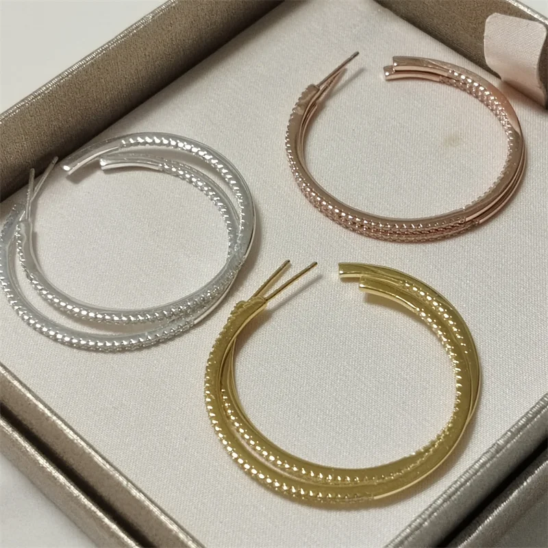 SOMILIA New 925 Sterling Silver Heart Love Luxury 40MM Hoop Earrings Fashion Dangale Earring For Women Party Fine Jewelry