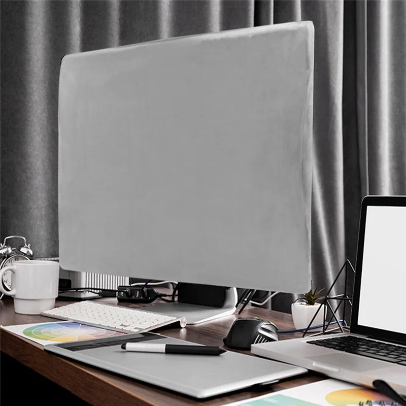 ABJF-pour IMAC 24 pouces tout-en-un ordinateur housse anti-poussière pour 2023/2024 moniteur housse de protection bande élastique bleu