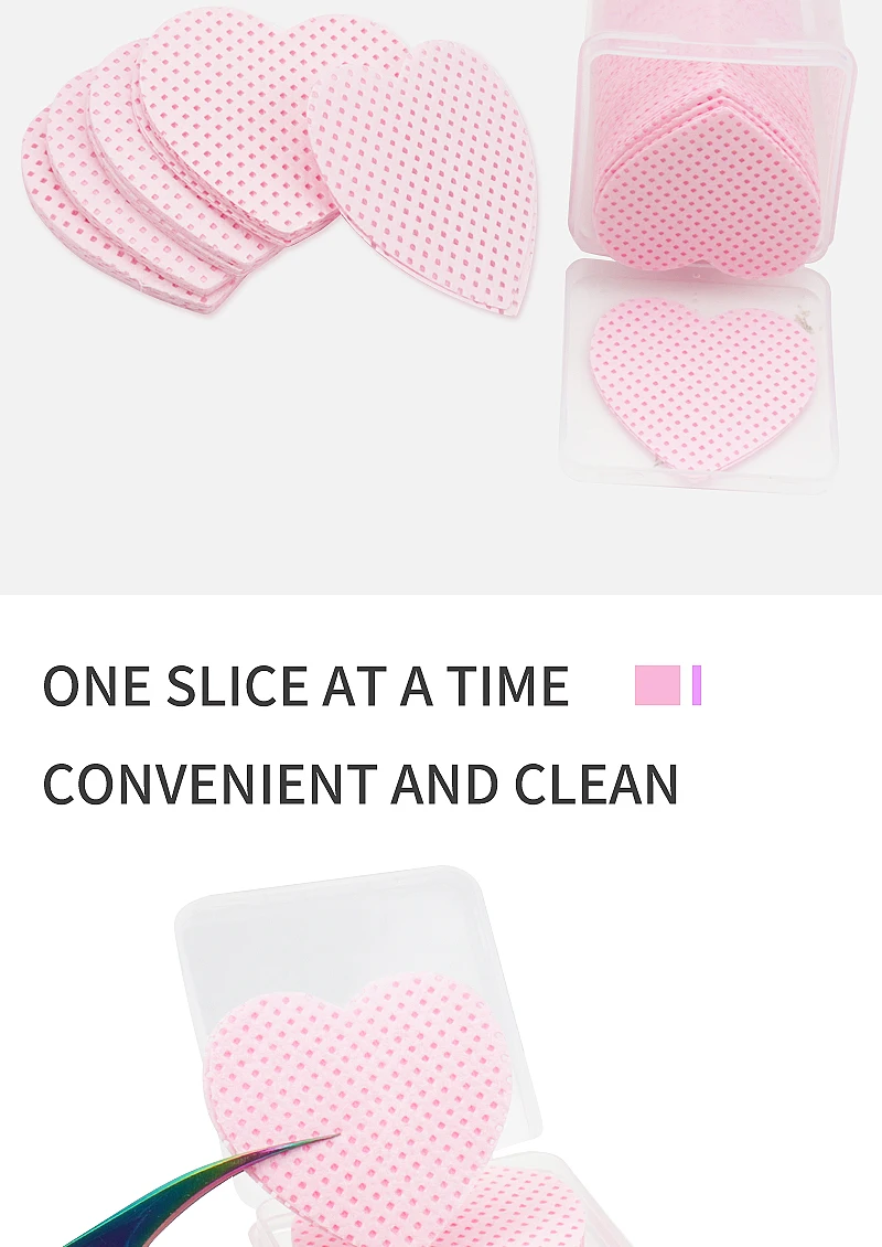 200 stücke Einweg Wimpern Verlängerung Kleber Reinigung Baumwolle Pads Herzförmige Make-Up Entferner Baumwolle Wischen Servietten Kosmetik Werkzeuge – Detail 7