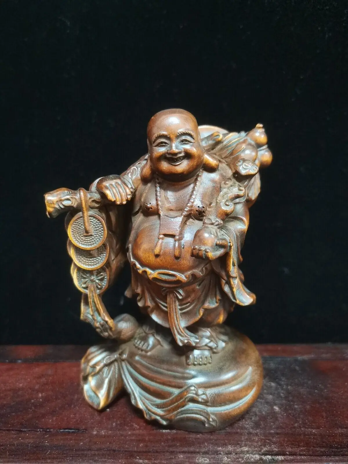 

Chinese Vintage Boxwood Carved Rich Maitreya Buddha Statue Nice Sculpture Art