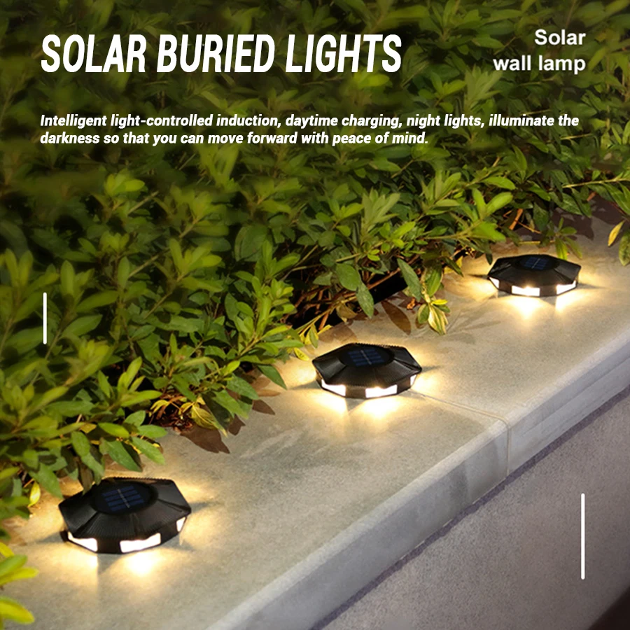 

Solar Powered Ground Lights IP65 Waterproof Outdoor LED Disk Lights for Garden Non-Slip Landscape Path Lighting for Patio Lawn