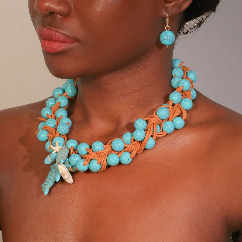 Statement-Perlen-Halskette, handgefertigt, für Damen und Mädchen, trendiger Vintage-Strand-Party-Schmuck