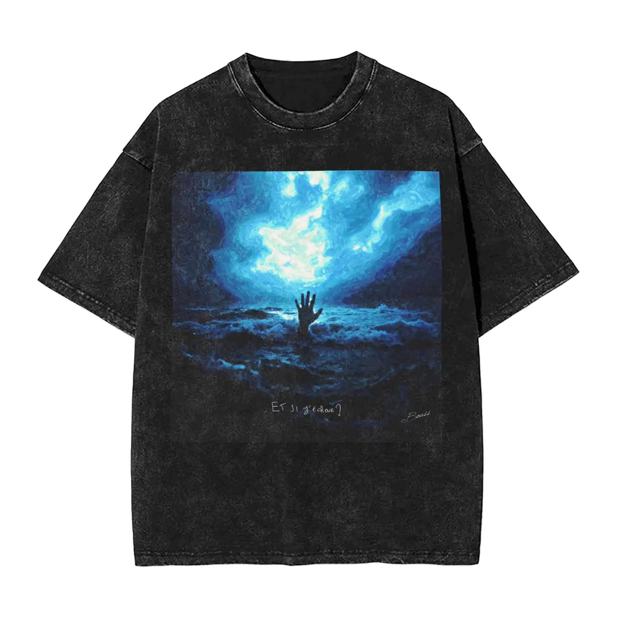 

Рэпер B-Bouss ET SI J'ECHOUE Мужские футболки Стираная новинка Футболка с коротким рукавом и круглым вырезом Футболка из 100% хлопка Одежда больших размеров