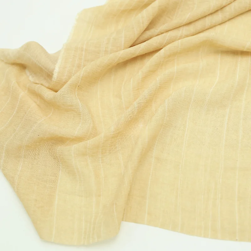 Cotton Linen Blend Fabric Light Beige Irregular Vertical Stripe Sheer Smooth Breathable Shirt Hanfu Dress Craft Spring Summer