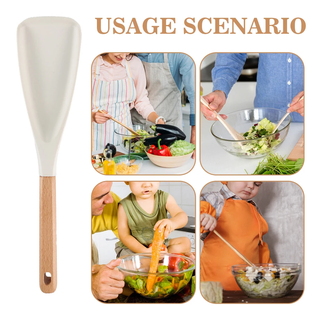 Multi-Function Spatula Spoon,Silicone Cooking Utensils,Food Grade Nonstick Spatulas Kitchen Accessories With Wood Handles