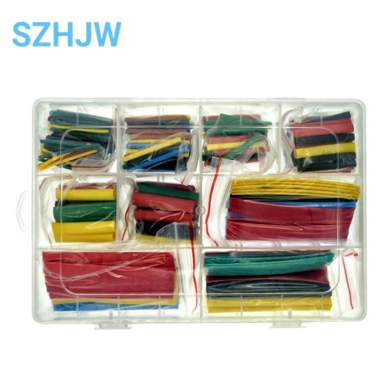 127-530pcs Heat Shrink Tube Thermoresistant Heat-shrink Tubing Wrapping Kit Electrical Connection Wire Cable Insulation Sleeving