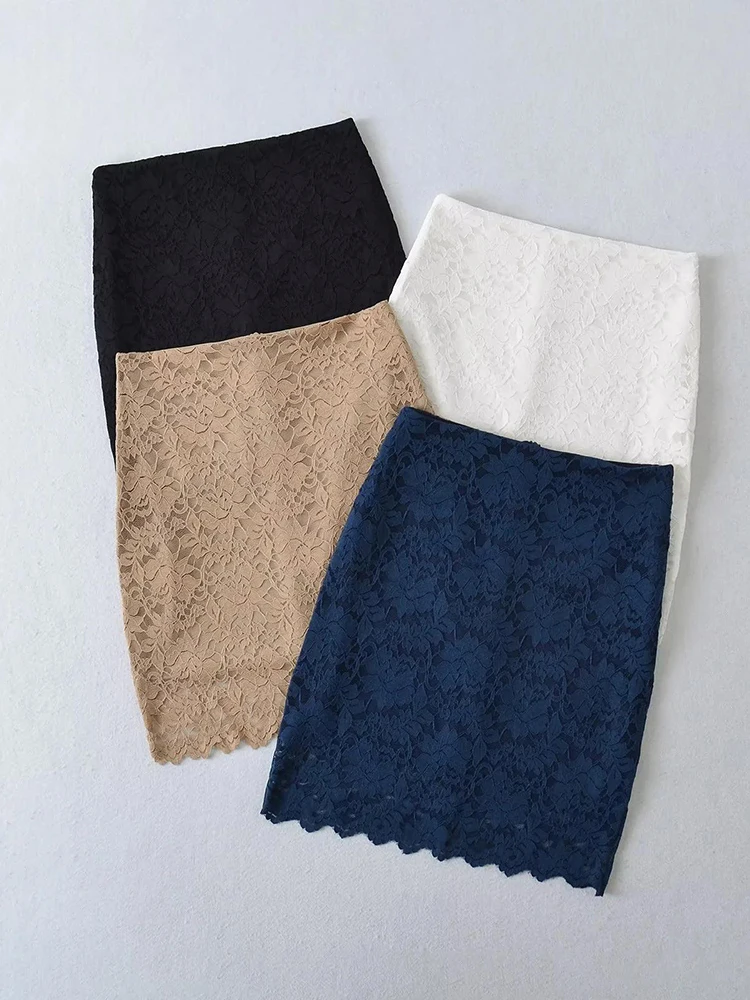 Zomer hoge taille kanten rokken dames slanke rits 4 kleuren minirok outfit elegant