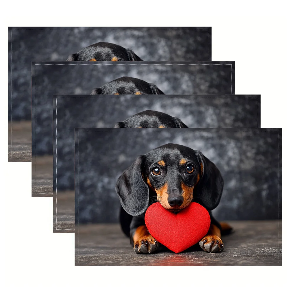 1pcs, Dachshund Placemats with Stylish Print Pattern, Suitable for Dining Table, Kitchen, Parties, Indoor, Festive, and Home