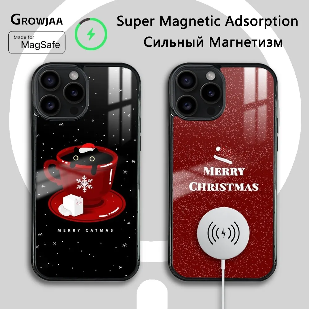 Merry Christmas Strong Magnetic Phone Case For iPhone 15 14 13 12 11 Pro Max Plus Magsafe Wireless Charging Cover