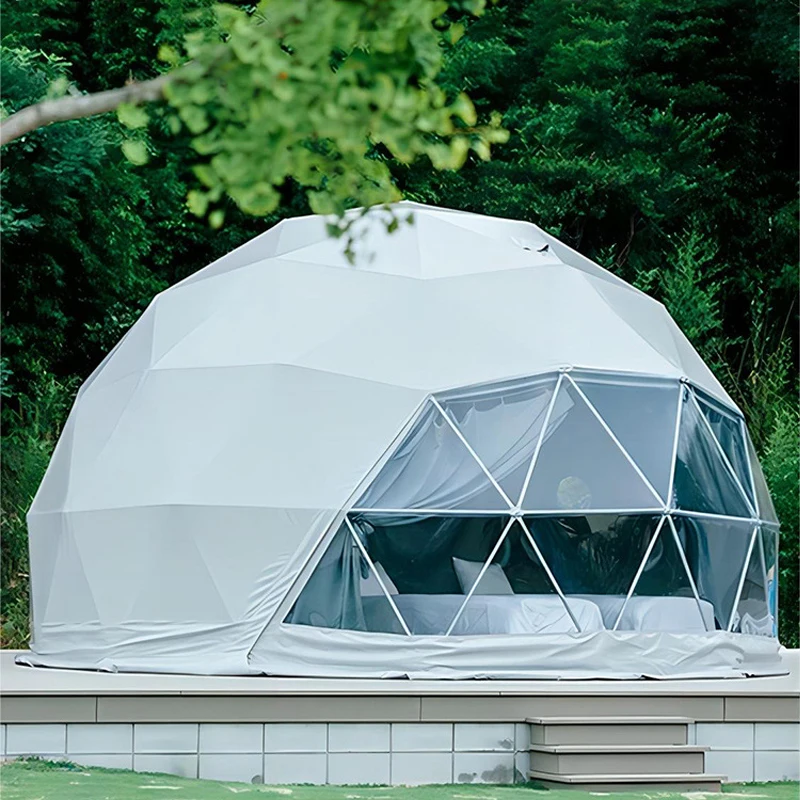 Premium PVC Geodesic Dome Camping Tent, All Season Waterproof Professional Luxury Outdoor Shelter