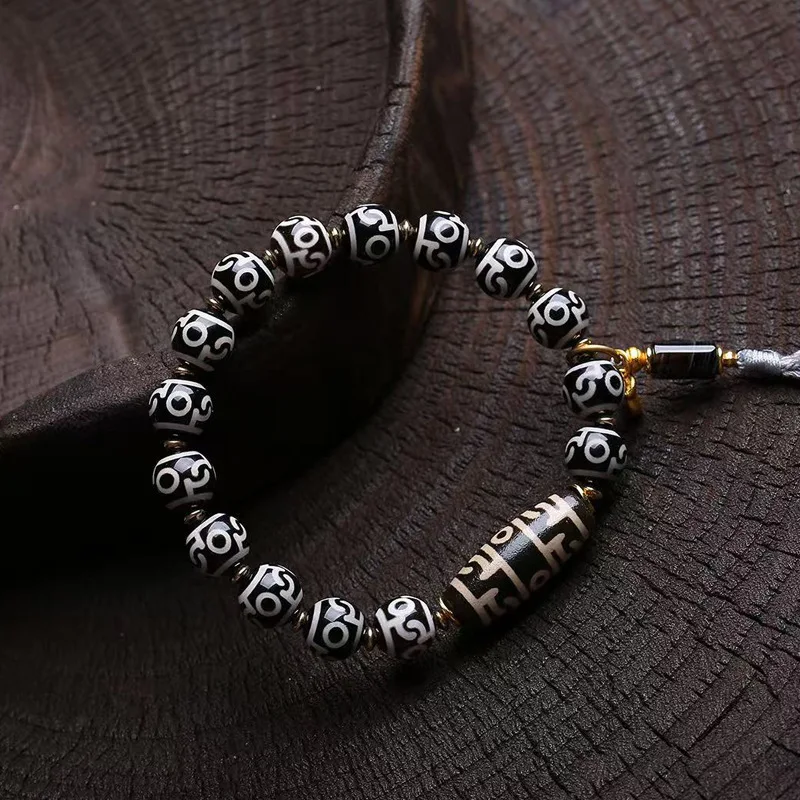 Master's Dharma Bracelet Single Circle Wrapped Agate Side Hanging Sheep's Eye Dzi Bead Accessory Brace