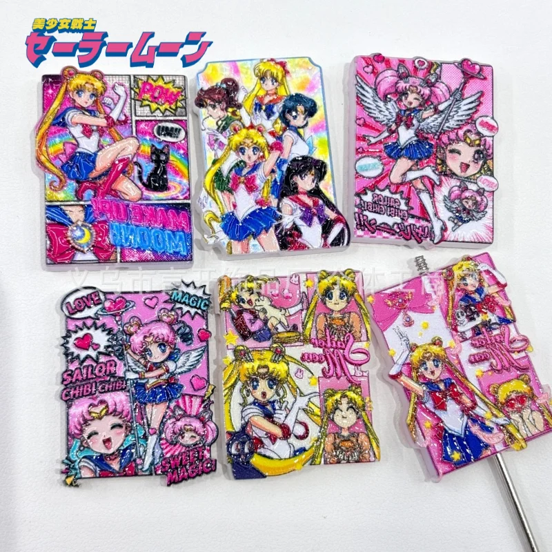 

Sailor Moon Beads 100pcs Cartoon double-sided relief printing patch DIY keychain,charms pendant decoration accessories material