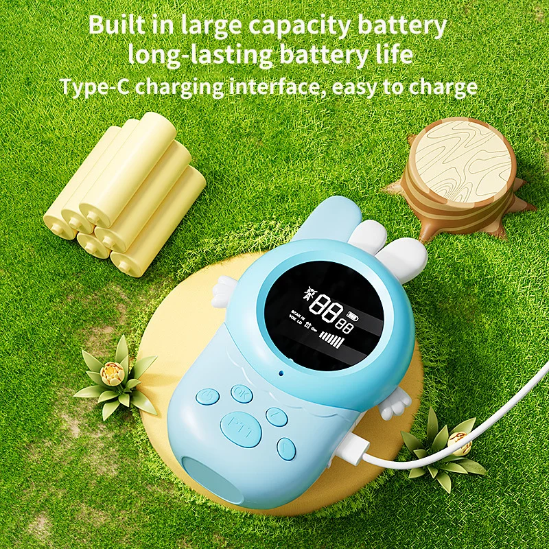 Cute Rabbit Appearance Walkie Talkie Digital Power Display Children's Toys Rechargeable Flashlight Function kids Walkie-Talkie
