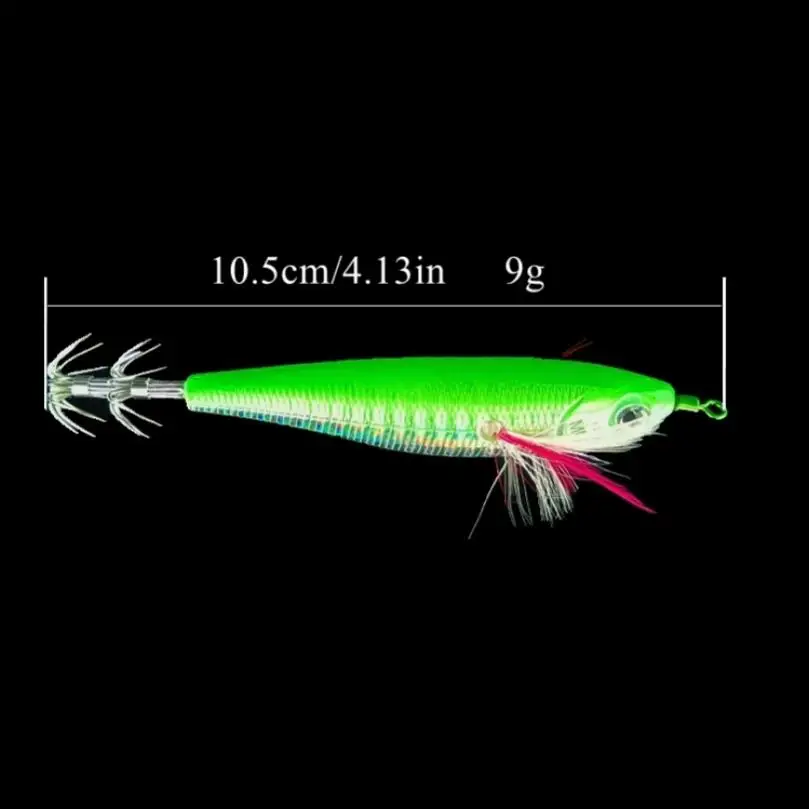 10pcs/lot 10.5cm 9g Colorful Laser Round Belly Horizontal Squid Jigs Hook Lures Fishing Octopus Bait