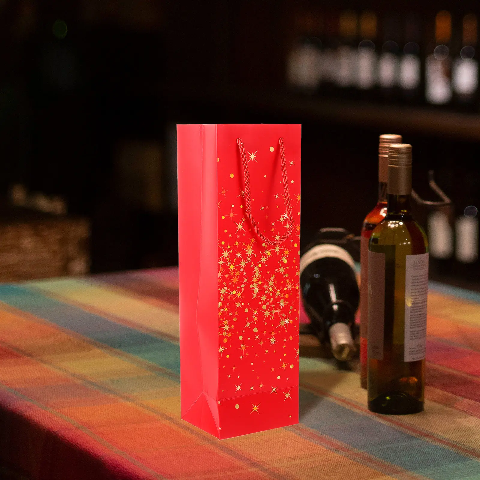 6Pcs White Cardboard Wine Bottle Bags with Sturdy Handles for Gifts Parties Picnics Camping Travel Christmas Easter Bottle