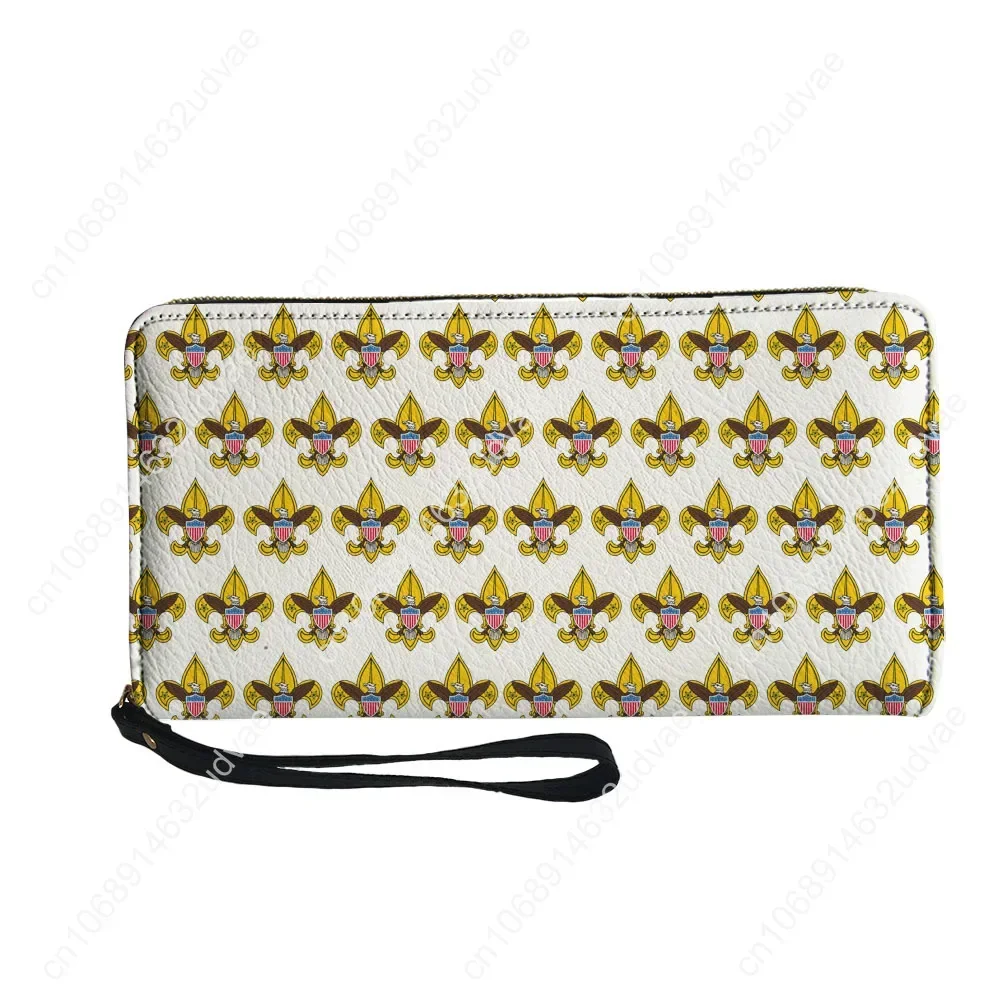 Scouts of America Wallet Purse Mens Womens Teenagers Zipper Long Wallets Double Commuter Personalized Portable Wallet Gift Bag